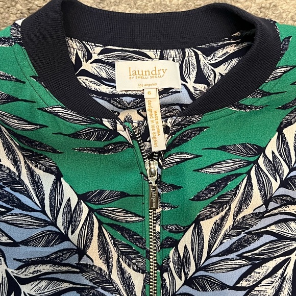 Like new laundry by Shelli Segal light weight tropical leaf print bomber jacket - Picture 6 of 8